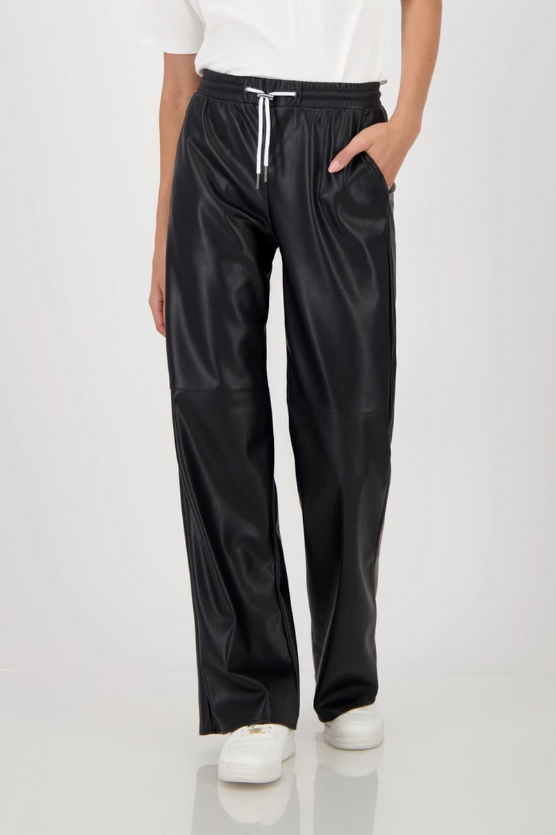 Monari Monari Γυναικείο Παντελόνι Straight Fit Σε Leather Look