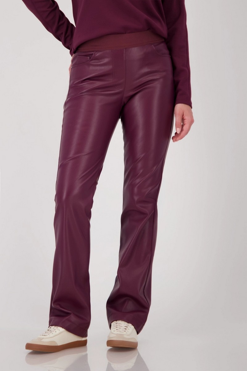 Monari Monari Γυναικείο Παντελόνι Straight Fit Σε Δερμάτινη Όψη