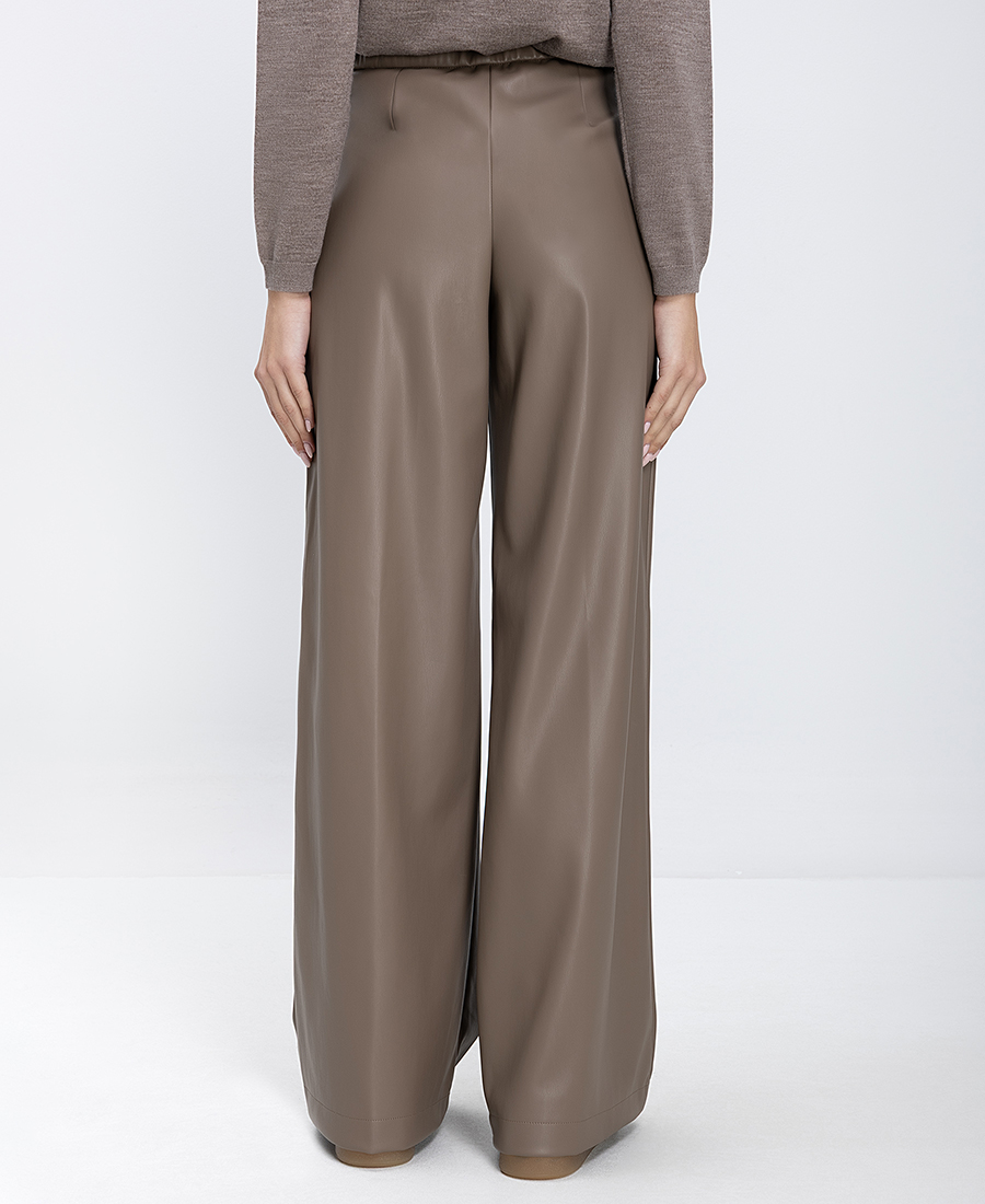 Luckylu Γυναικείο Παντελόνι Από Οικολογικό Δέρμα Wide Leg φωτογραφία