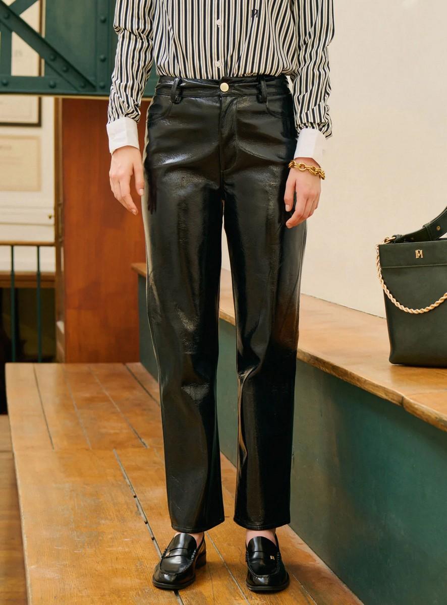 Petite Mendigote Paris Petite Mendigote Paris Γυναικείο Παντελόνι Με Εφέ Βινυλίου Από Οικολογικό Δέρμα