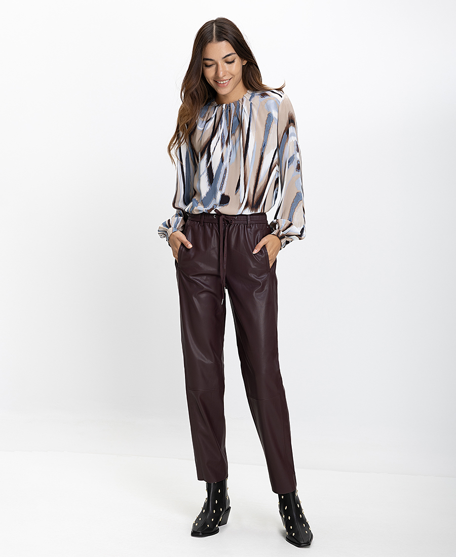 Gerry Weber Γυναικείο Παντελόνι Από Οικολογικό Δέρμα Relaxed Fit φωτογραφία