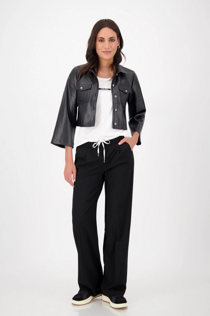 Monari Γυναικείο Πουκάμισο Regular Fit Σε Leather Look Με Γιακά