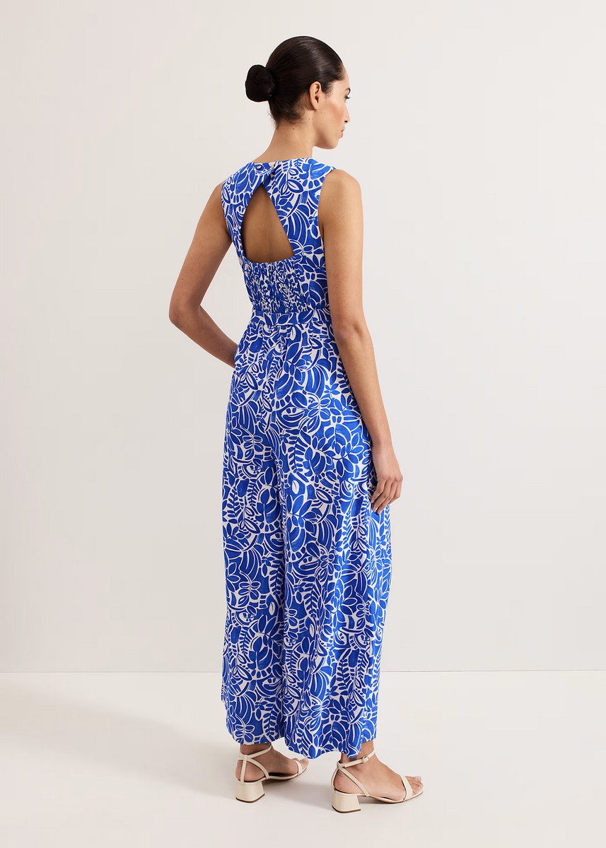 Phase Eight Γυναικεία Ολόσωμη Φόρμα με Leaf Print και Φαρδύ Παντελόνι Regular Fit σε Μπλε φωτογραφία