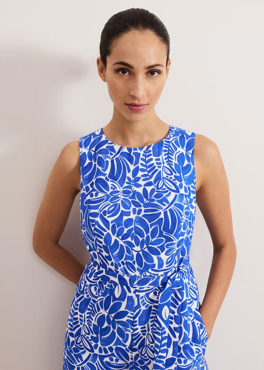 Phase Eight Γυναικεία Ολόσωμη Φόρμα με Leaf Print και Φαρδύ Παντελόνι Regular Fit σε Μπλε φωτογραφία