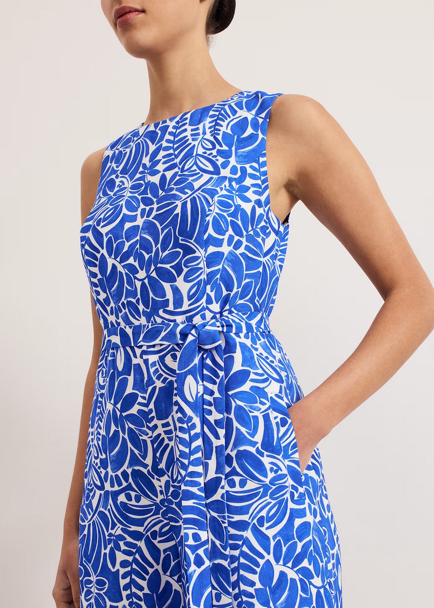 Phase Eight Γυναικεία Ολόσωμη Φόρμα με Leaf Print και Φαρδύ Παντελόνι Regular Fit σε Μπλε φωτογραφία