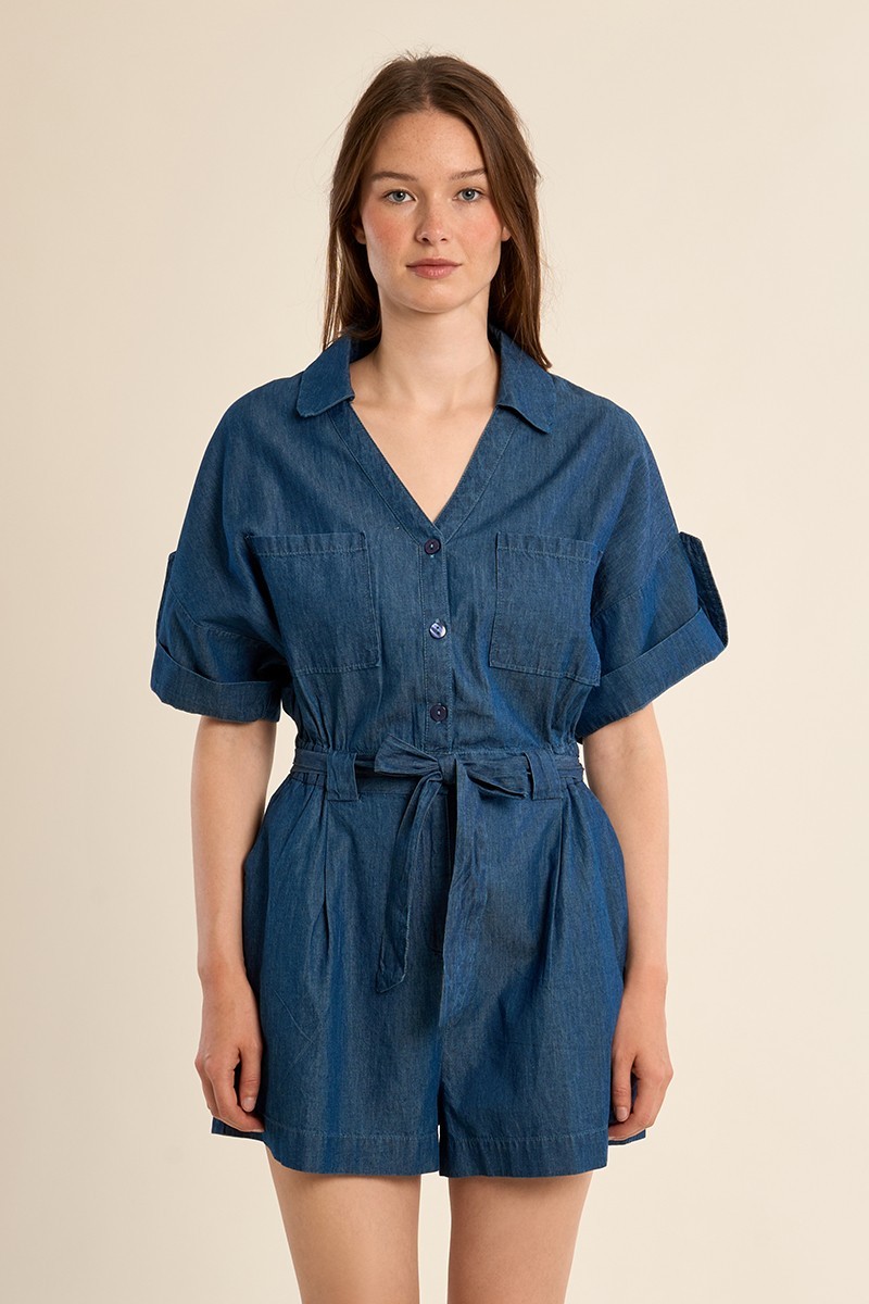 Molly Bracken Molly Bracken Γυναικεία Ολόσωμη Φόρμα Βαμβακερή Με Ζώνη