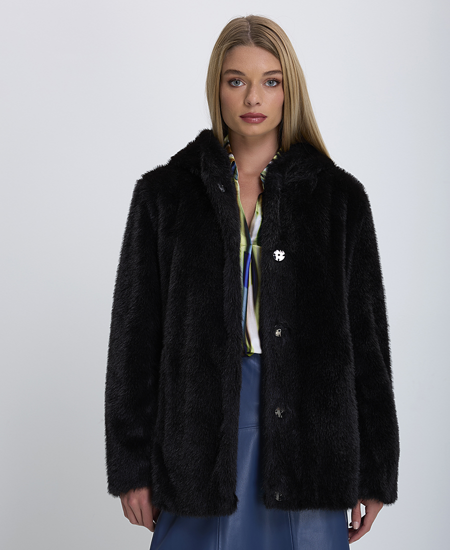 Gerry Weber Gerry Weber Γυναικεία Οικολογική Γούνα με Κουκούλα σε Μαύρο