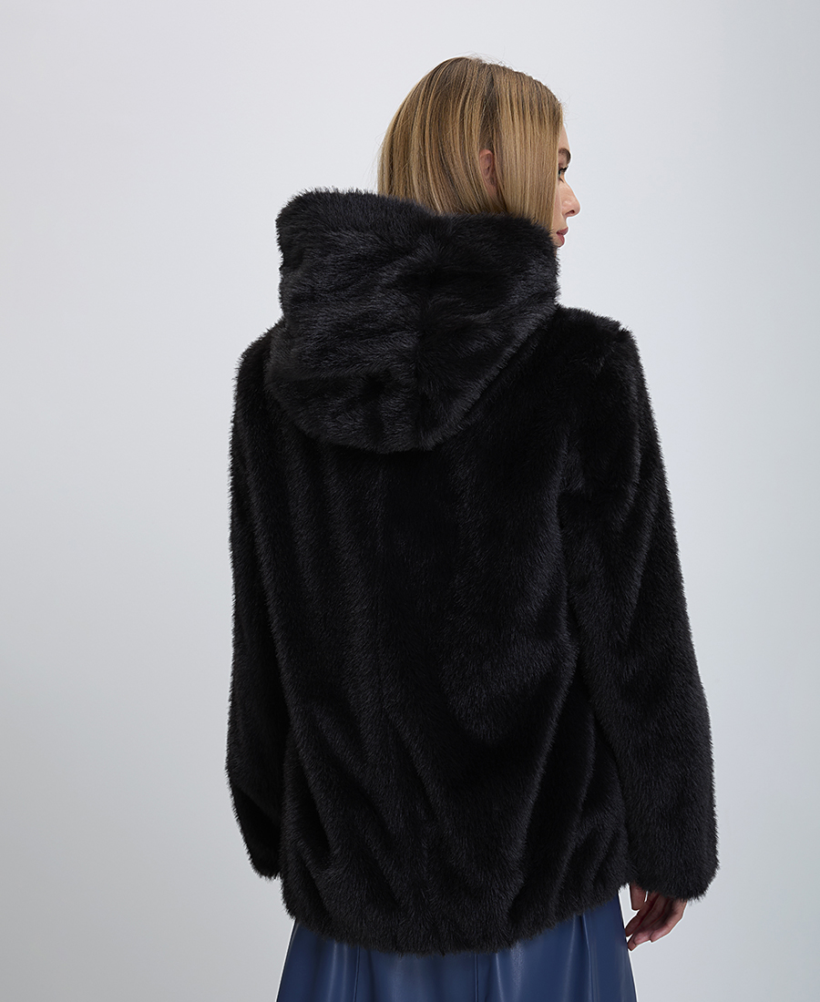 Gerry Weber Γυναικεία Οικολογική Γούνα με Κουκούλα σε Μαύρο φωτογραφία