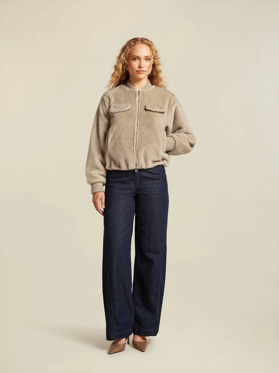 Beaumont Γυναικείο Μπουφάν Regular Fit Μελανζέ Faux Fur Chinchilla φωτογραφία