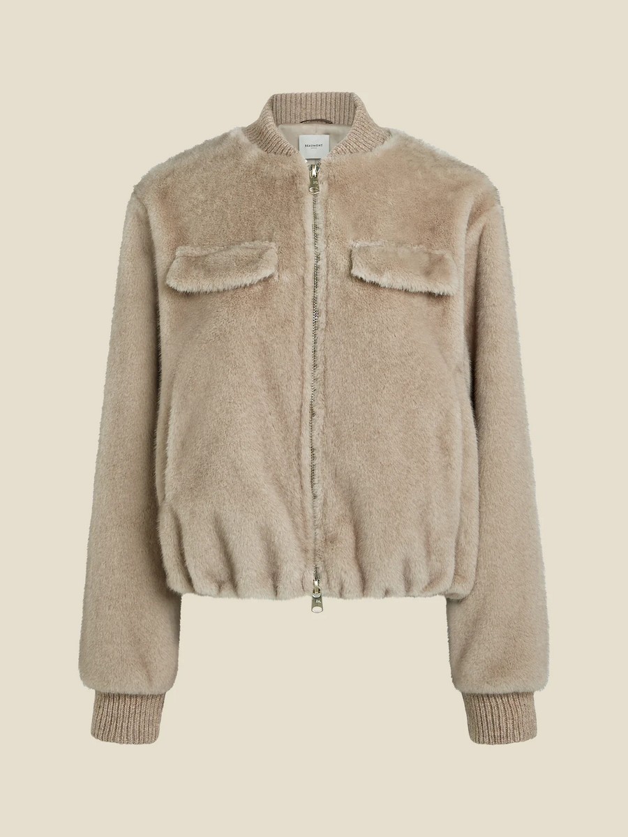 Beaumont Γυναικείο Μπουφάν Regular Fit Μελανζέ Faux Fur Chinchilla φωτογραφία