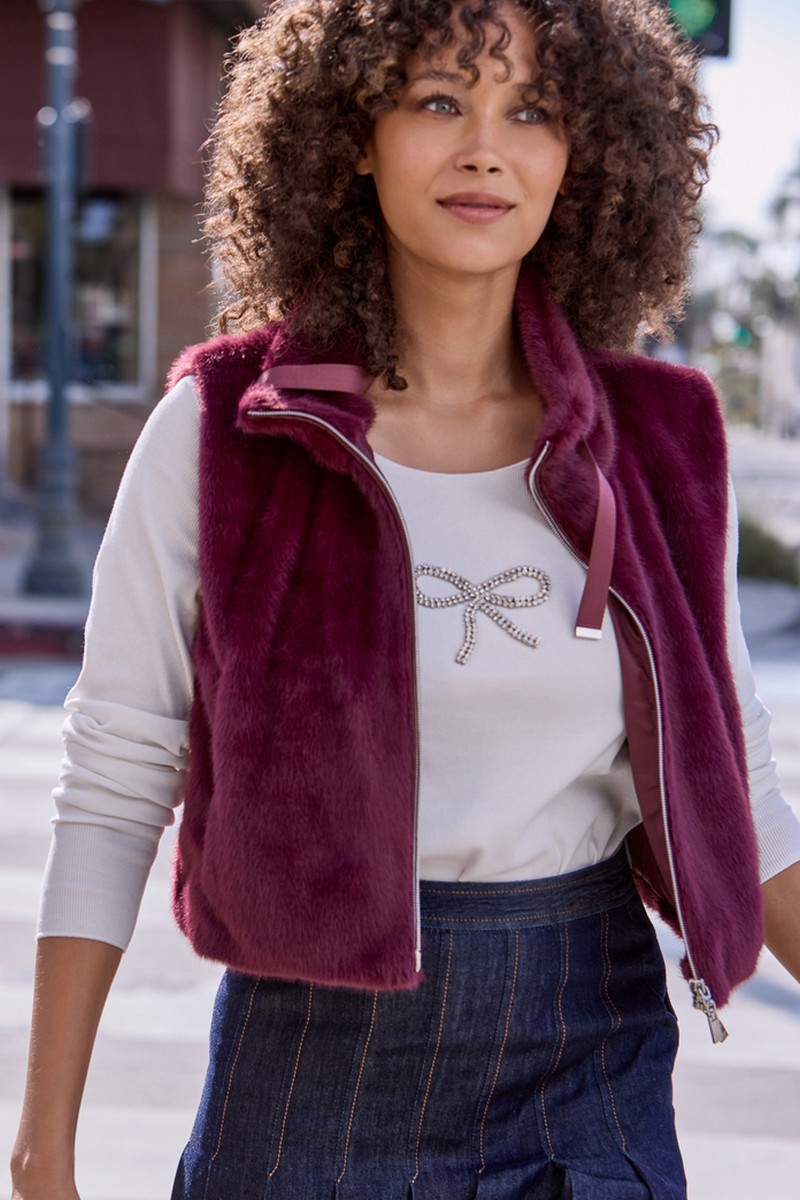 Monari Γυναικείο Γιλέκο Από Συνθετική Γούνα Regular Fit φωτογραφία