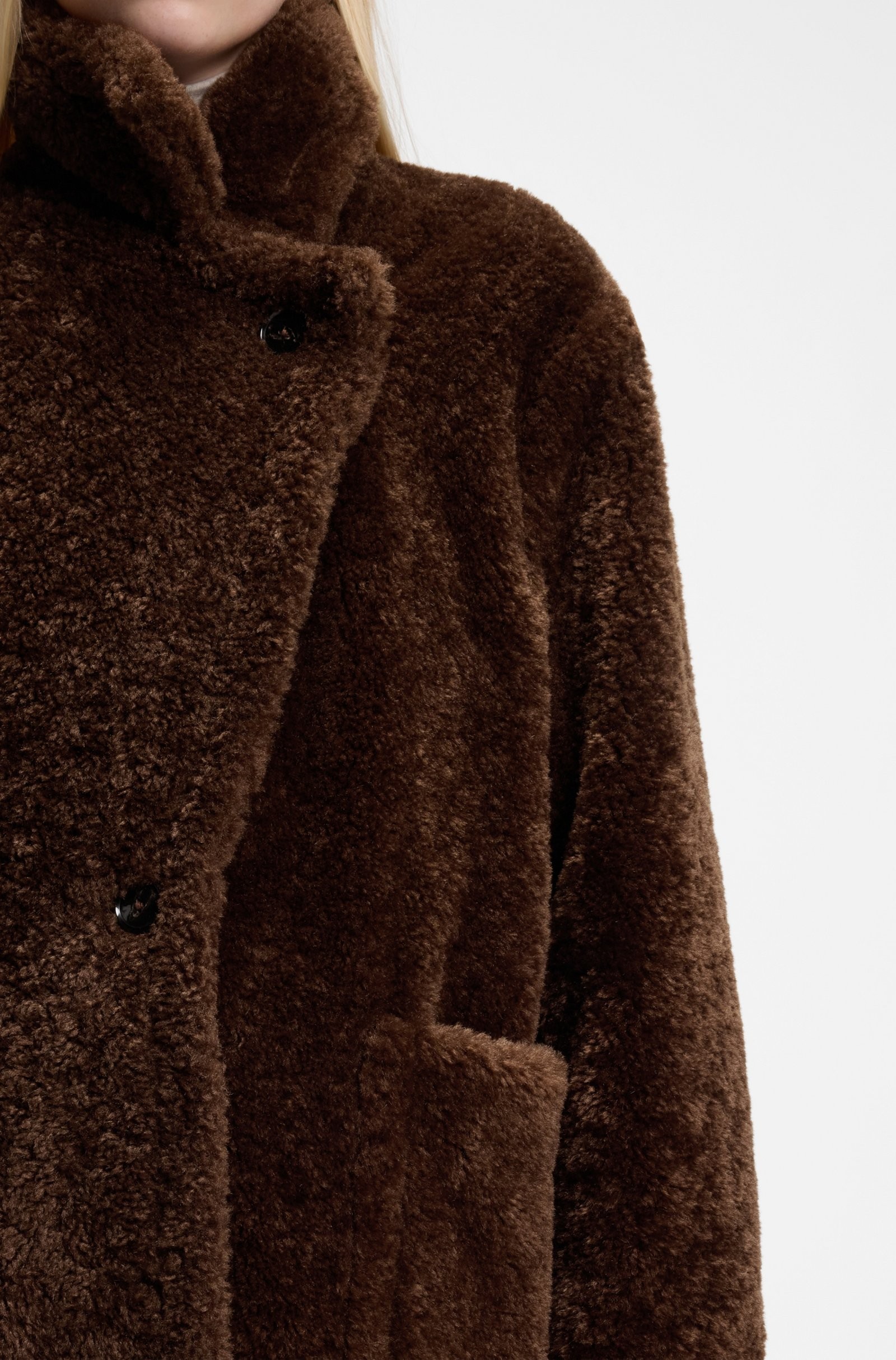 Boss Boss Γυναικείο Παλτό Teddy Με Oversized Πέτο Relaxed Fit Για All-Day Chic Εμφανίσεις - 5