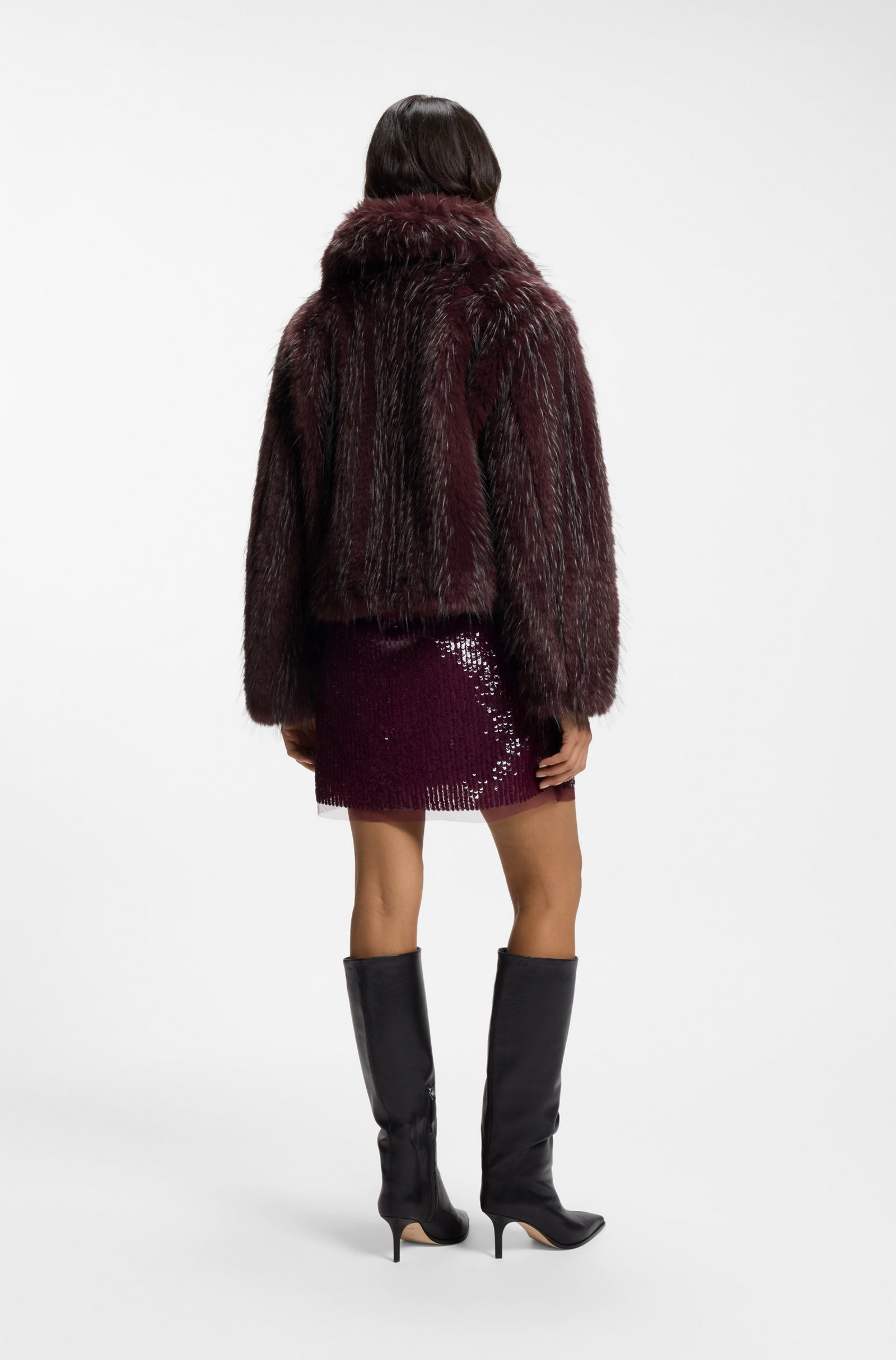 Boss Boss Γυναικεία Γούνα Faux Fur Με Δίχρωμη Υφή Relaxed Fit Για Βραδινές Statement Εμφανίσεις - 3