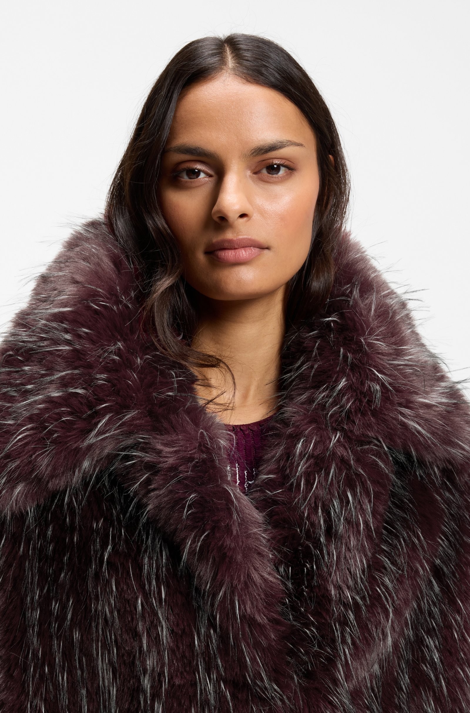 Boss Boss Γυναικεία Γούνα Faux Fur Με Δίχρωμη Υφή Relaxed Fit Για Βραδινές Statement Εμφανίσεις - 5