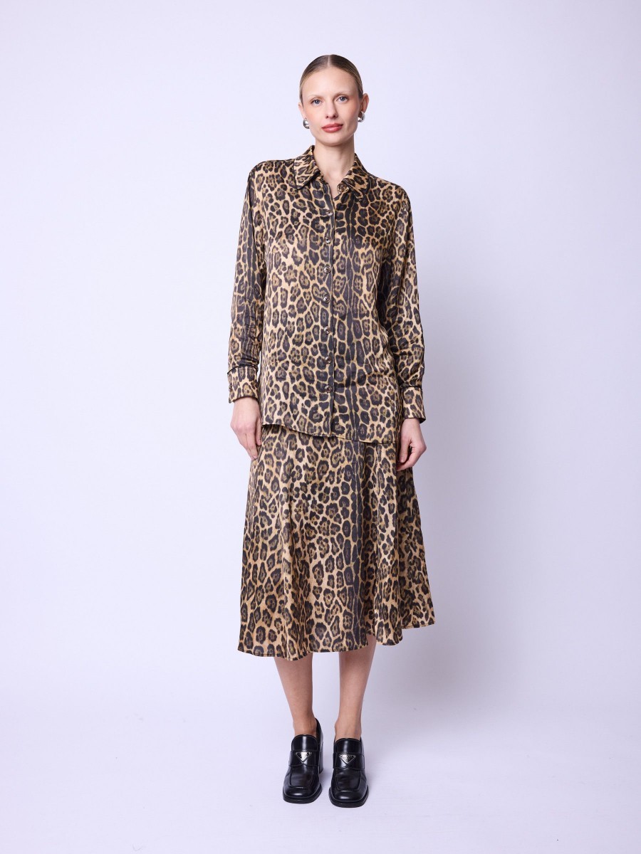 Berenice Γυναικείο Πουκάμισο Μακρυμάνικο Relaxed Fit Leopard Print φωτογραφία