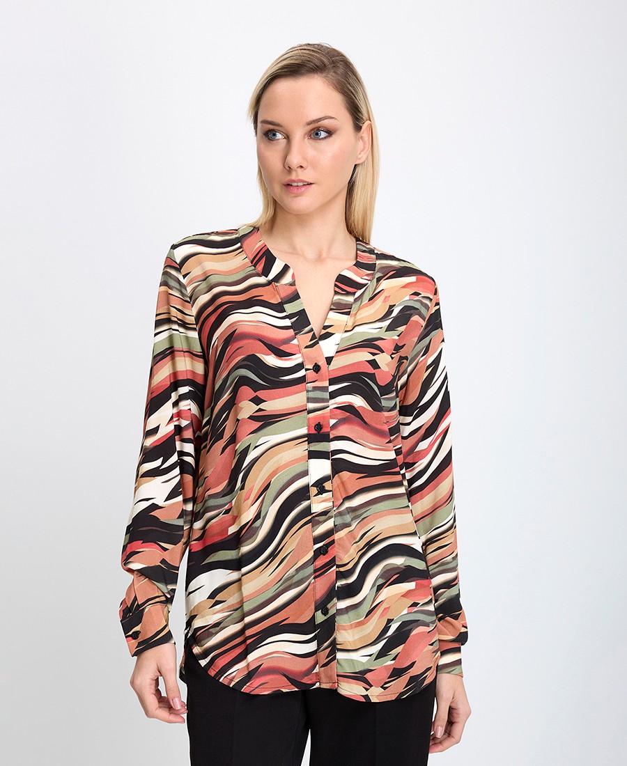 Clarina Γυναικείο Πουκάμισο Regular Fit Βισκόζη Εμπριμέ