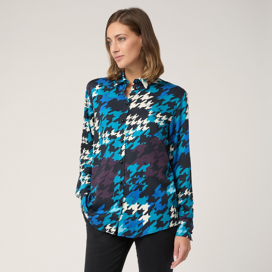  Harmont & Blaine Γυναικείο Πουκάμισο Printed Comfort Fit σε Εμπριμέ Μπλε 2025