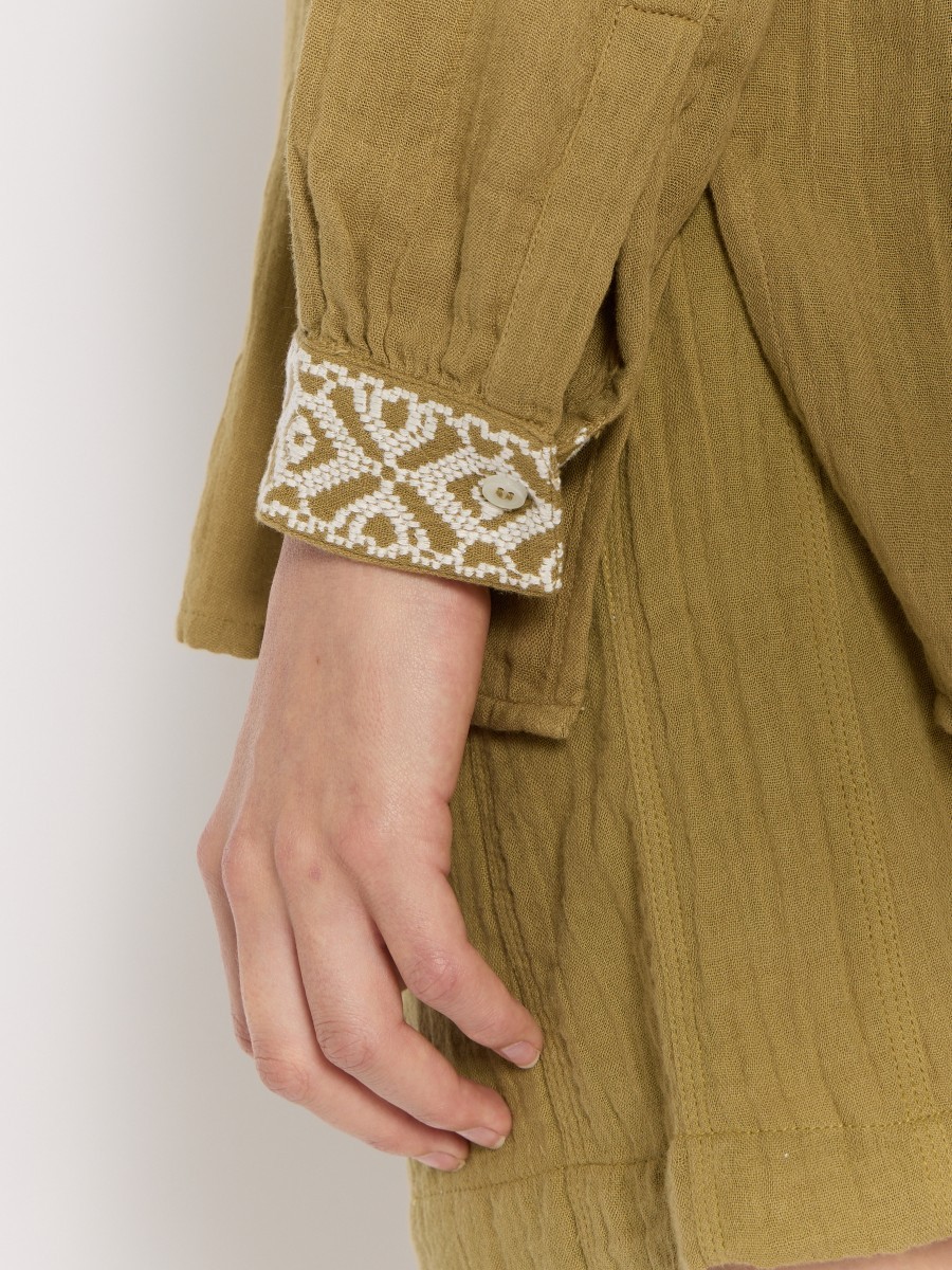 Berenice Γυναικείο Πουκάμισο Regular Fit Κεντημένο Βαμβακερό Χακί φωτογραφία