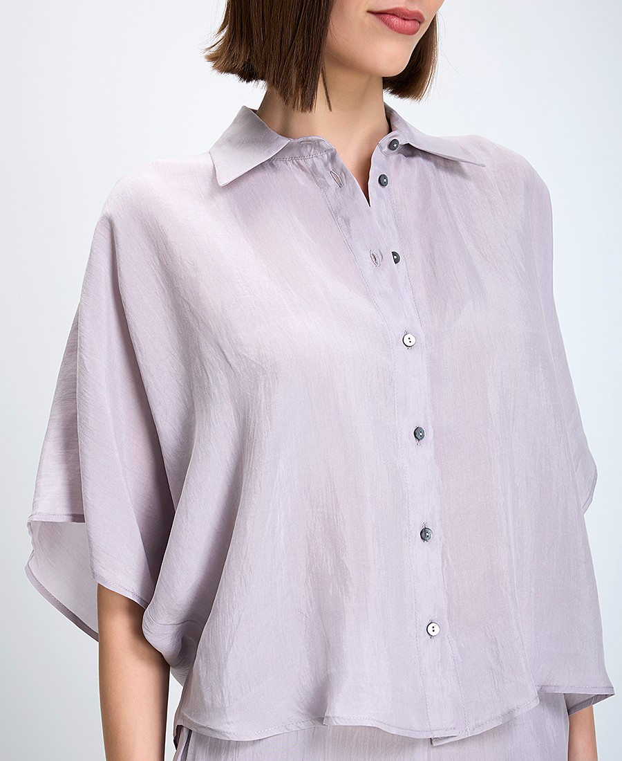 Caractere Γυναικείο Πουκάμισο Relaxed Fit Με Κοντό Μανίκι Λιλά φωτογραφία