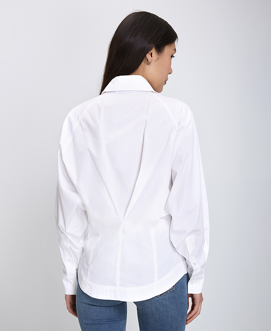 Caractere Γυναικείο Πουκάμισο Βαμβακερό Oversized Fit σε Λευκό φωτογραφία