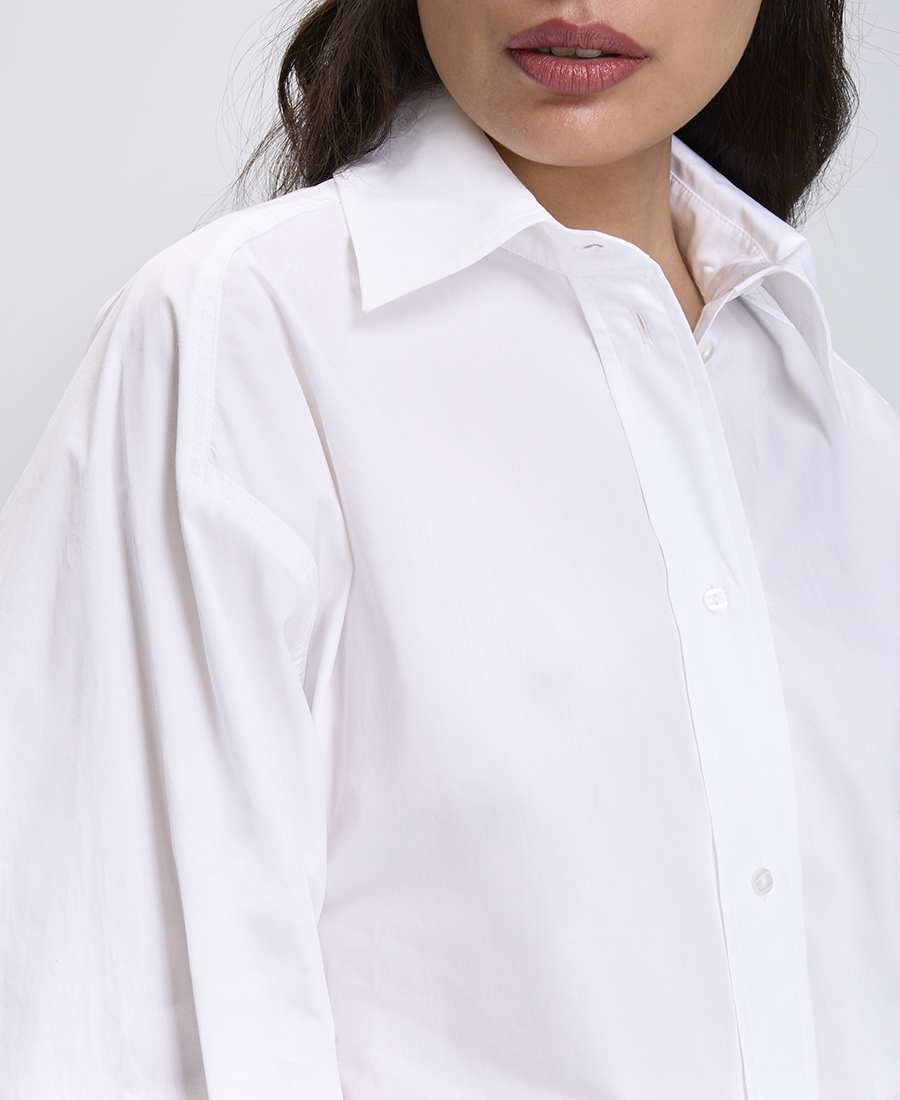 Caractere Γυναικείο Πουκάμισο Βαμβακερό Oversized Fit σε Λευκό φωτογραφία
