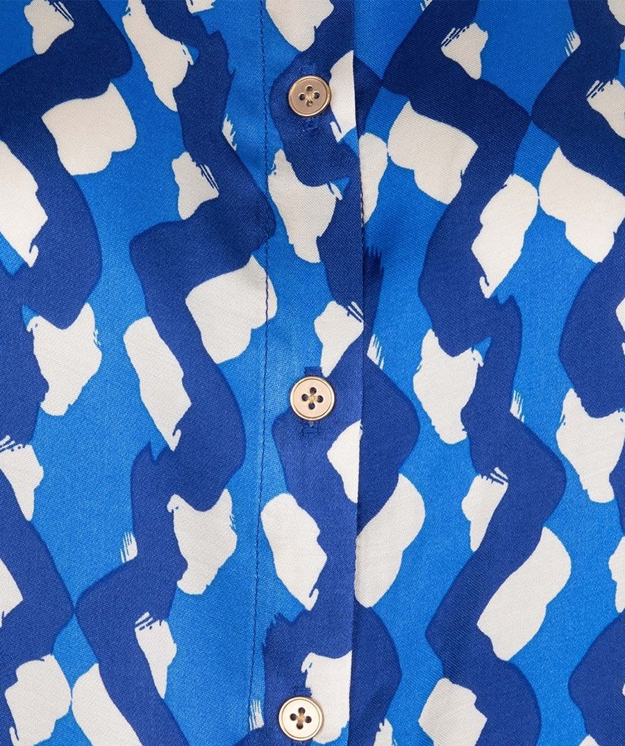 EsQualo Γυναικείο Πουκάμισο Utopia Fantasy σε Εμπριμέ Μπλε φωτογραφία