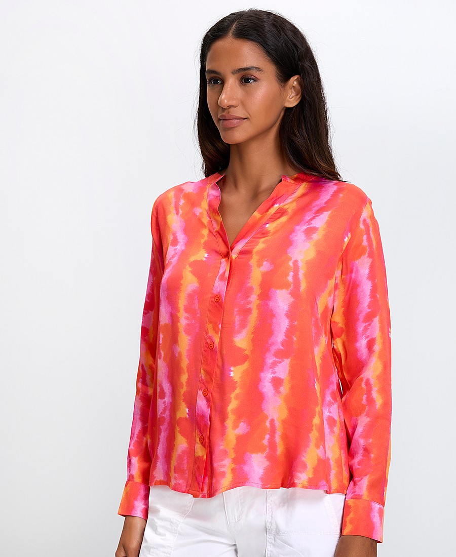 In Linea Firenze Γυναικείο Πουκάμισο Tie-Dye Regular Fit σε Εμπριμέ