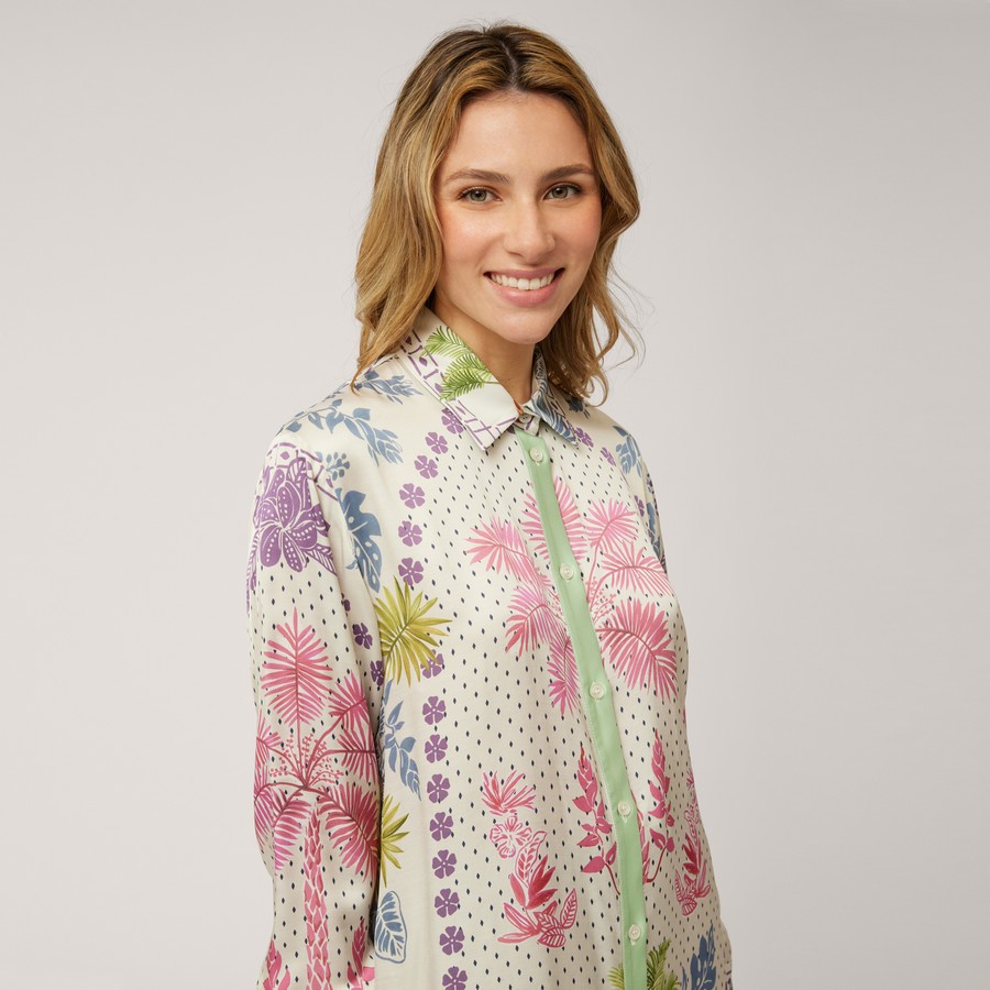 Harmont & Blaine Γυναικείο Printed Πουκάμισο Oversized Fit σε Ανοιχτό Πράσινο φωτογραφία