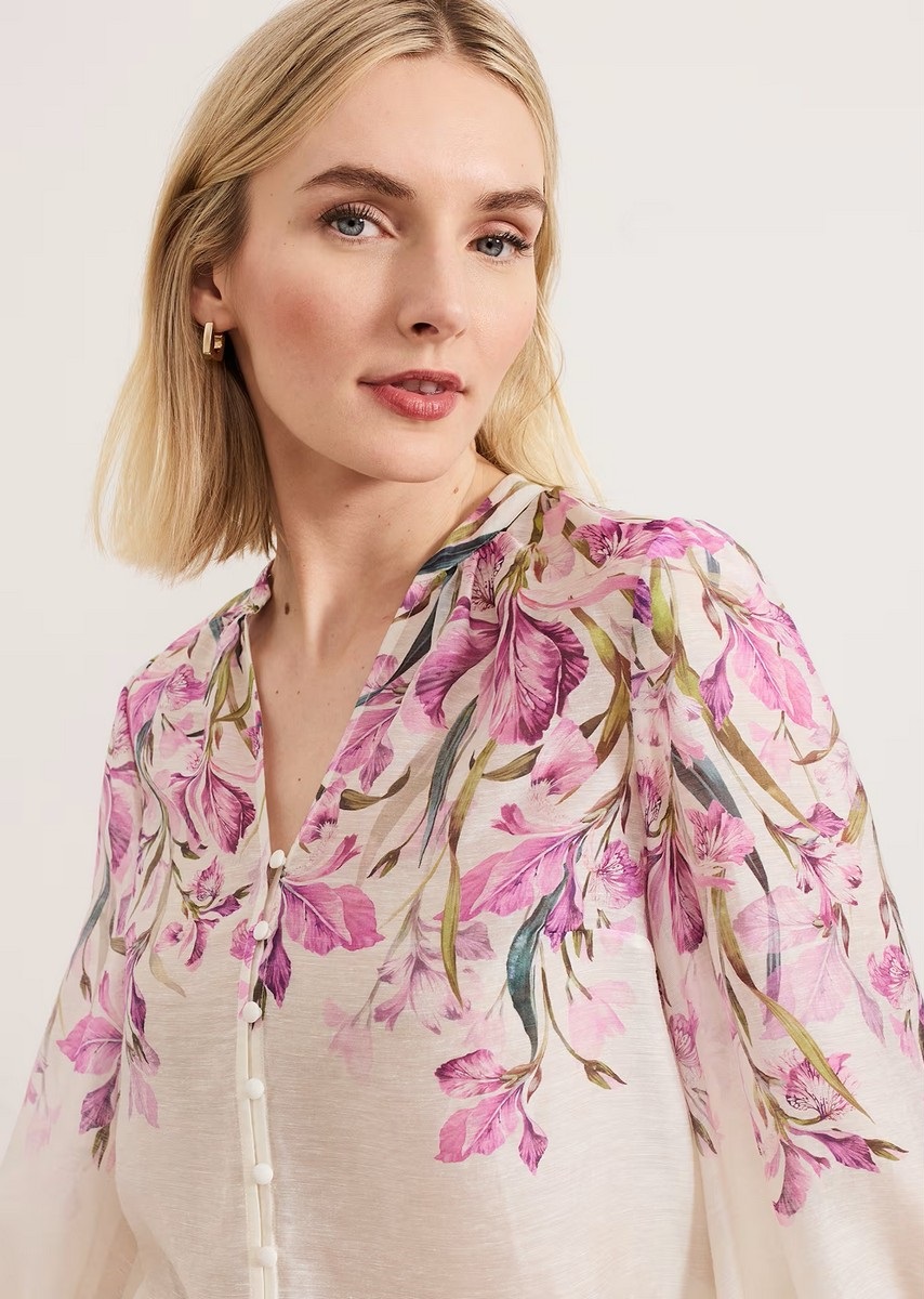 Phase Eight Γυναικείο Πουκάμισο με Λουλουδάτο Μοτίβο Regular Fit σε Ροζ φωτογραφία