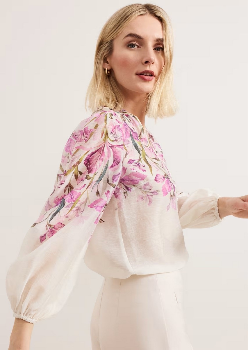 Phase Eight Γυναικείο Πουκάμισο με Λουλουδάτο Μοτίβο Regular Fit σε Ροζ φωτογραφία