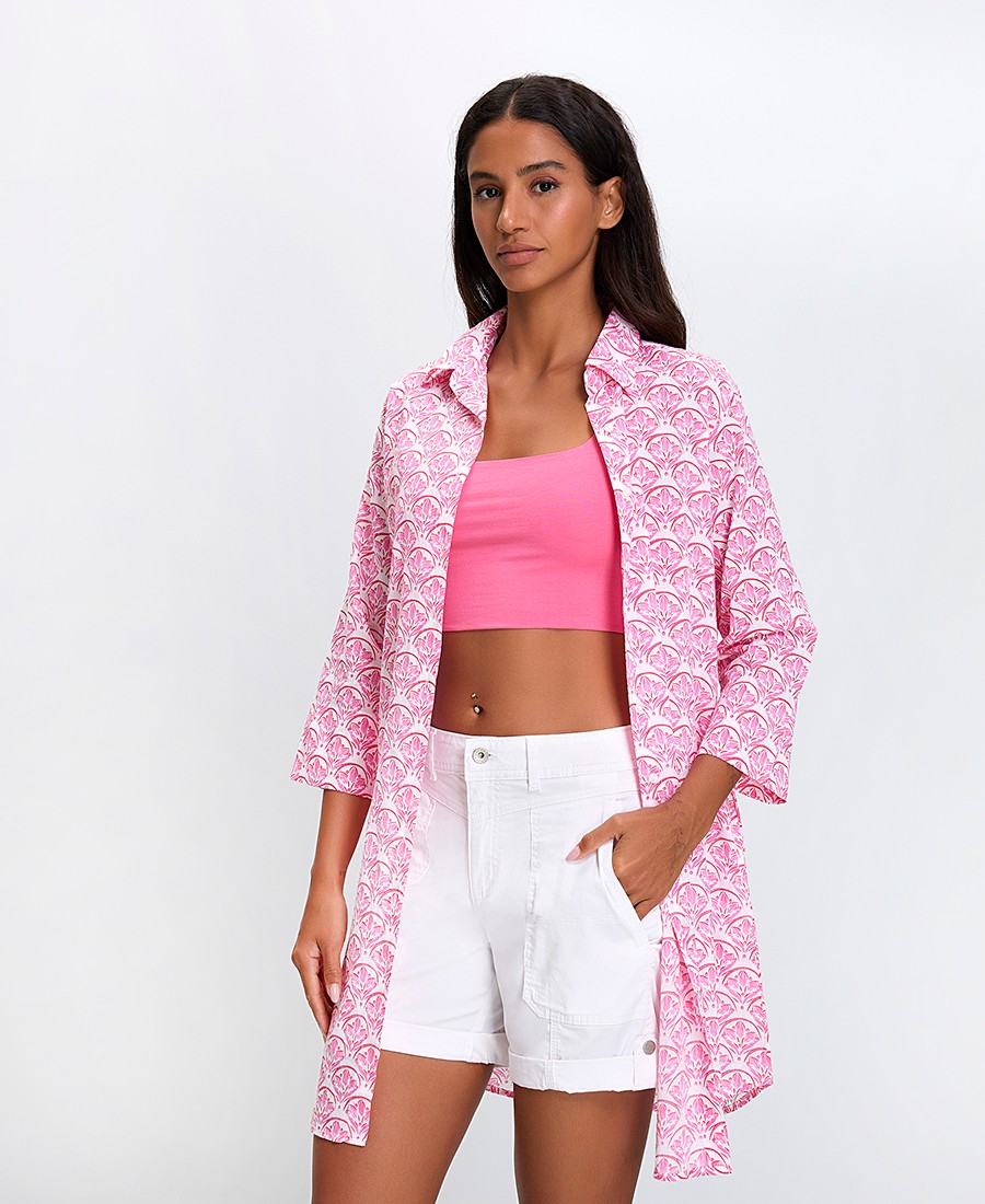 Terre Rouge Terre Rouge Γυναικεία Πουκαμίσα Βαμβακερή All Over Print Comfort Fit