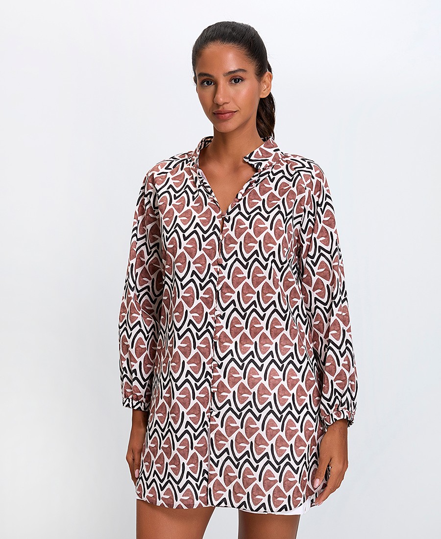 Lida Lida Γυναικείο Πουκάμισο Παραλίας Relaxed Fit σε Εμπριμέ