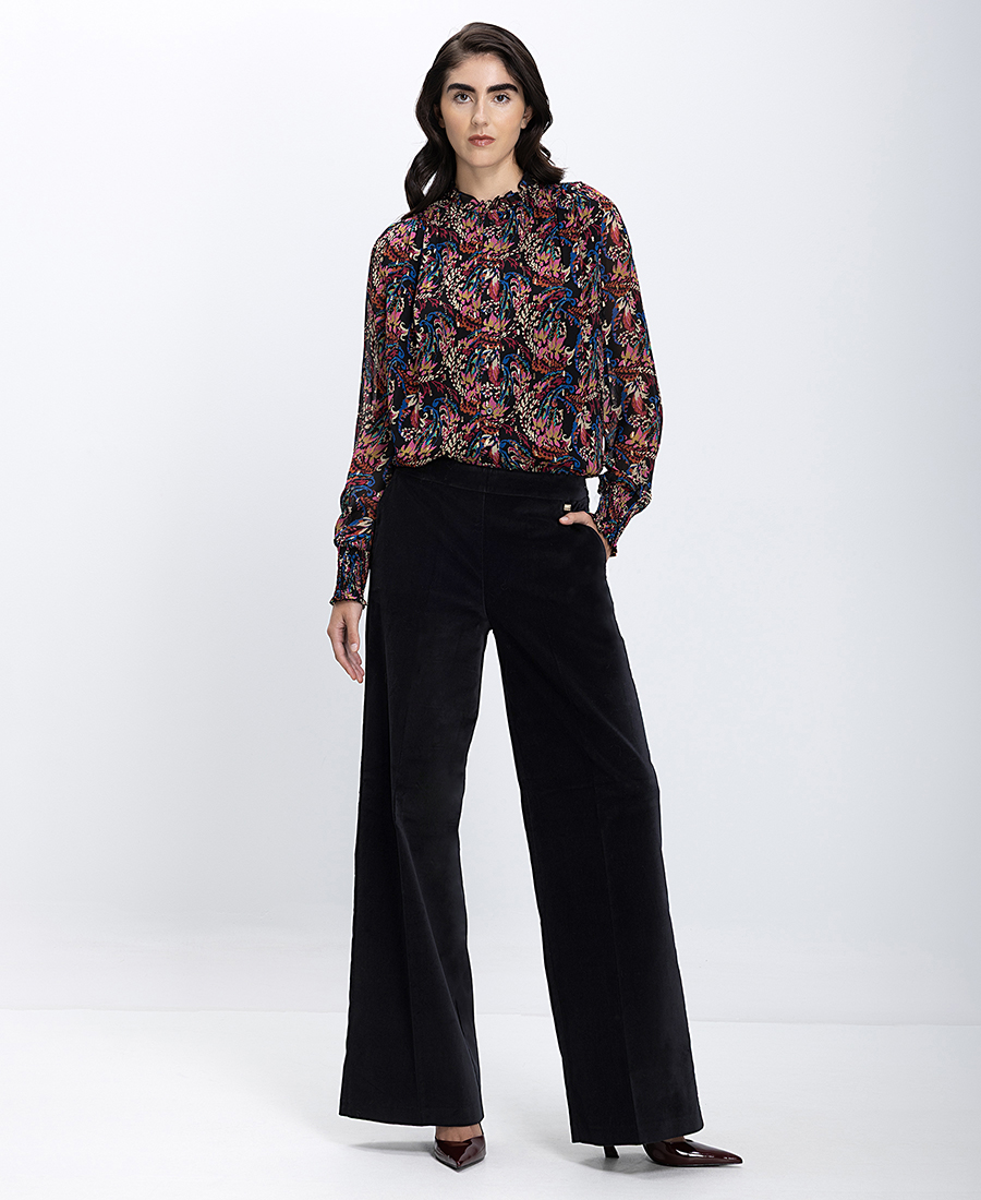 Berenice Γυναικείο Πουκάμισο Με Εμπριμέ Μοτίβο Και Σουρωτό Γιακά Regular Fit φωτογραφία