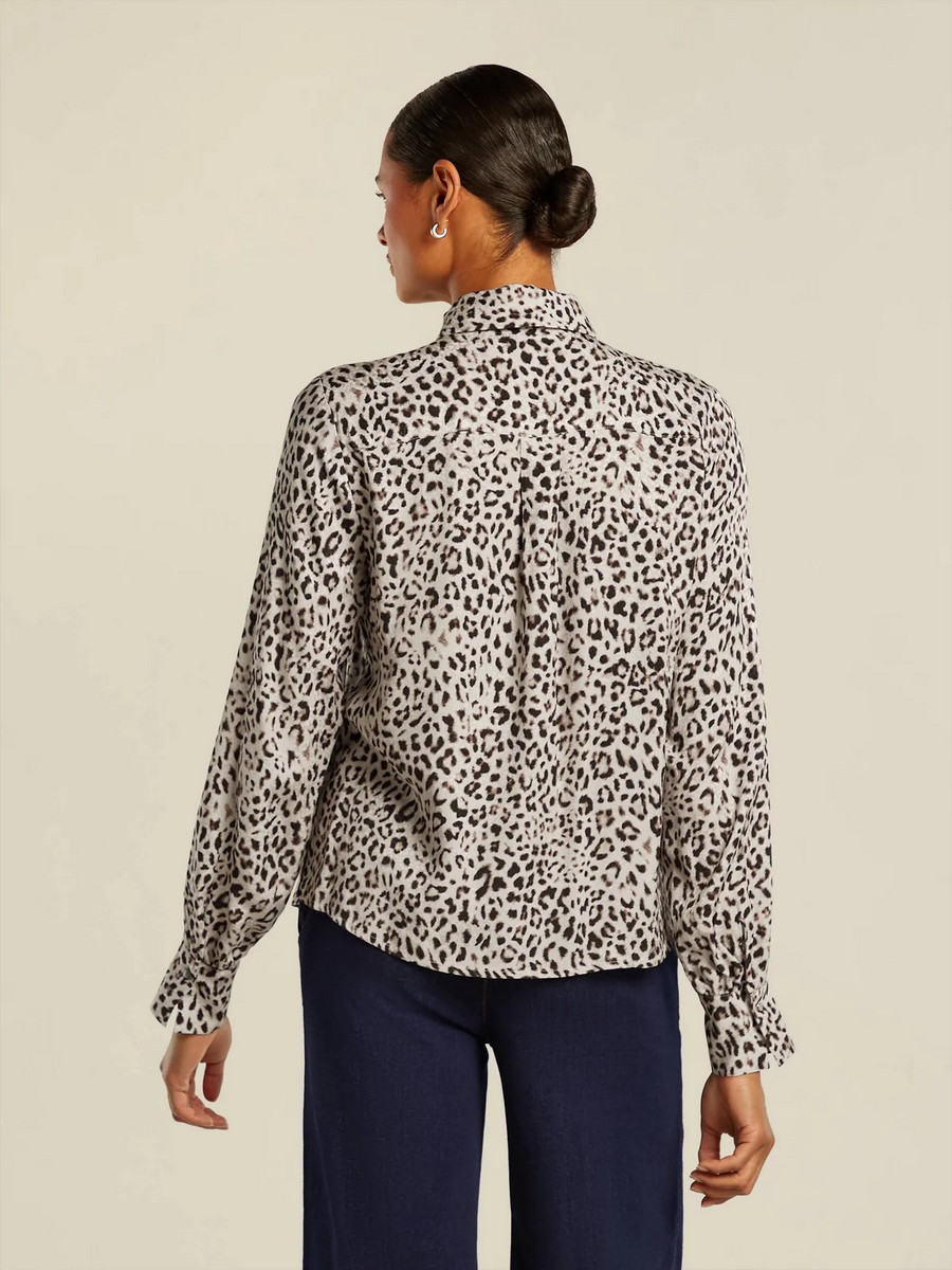 Beaumont Γυναικείο Πουκάμισο Regular Fit Με Leopard Jacquard Σχέδιο Και Αποσπώμενο Φιόγκο φωτογραφία