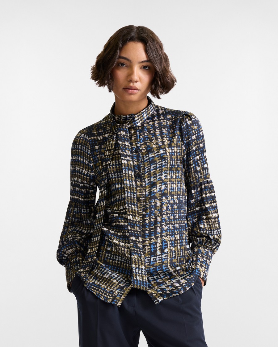 Harmont&Blaine Γυναικείο Πουκάμισο Με Ενσωματωμένο Φουλάρι Από Βισκόζη