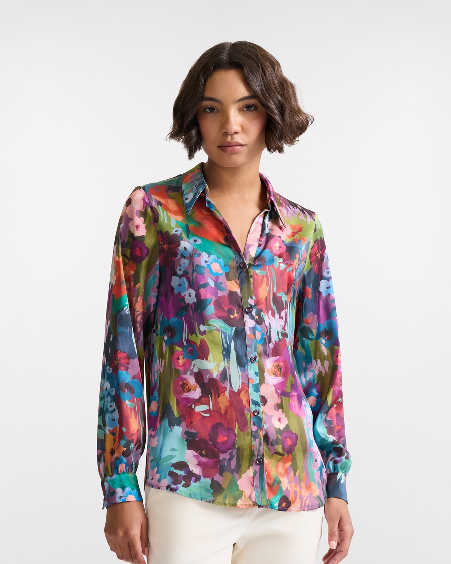 Harmont&Blaine Γυναικείο Σατέν Πουκάμισο Με Εμπριμέ Λουλούδια