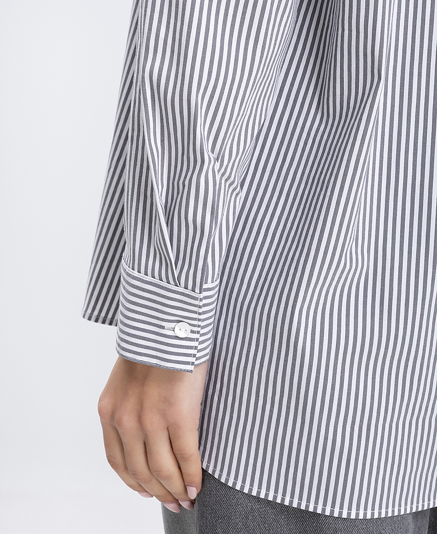 Γυναικείο Μακρύ Πουκάμισο Ριγέ Oversized Fit φωτογραφία