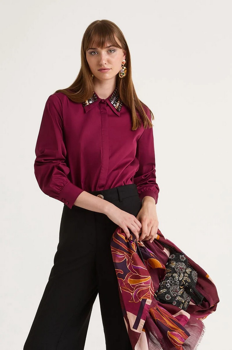 Maliparmi Γυναικείο Πουκάμισο Embellished Classic Fit