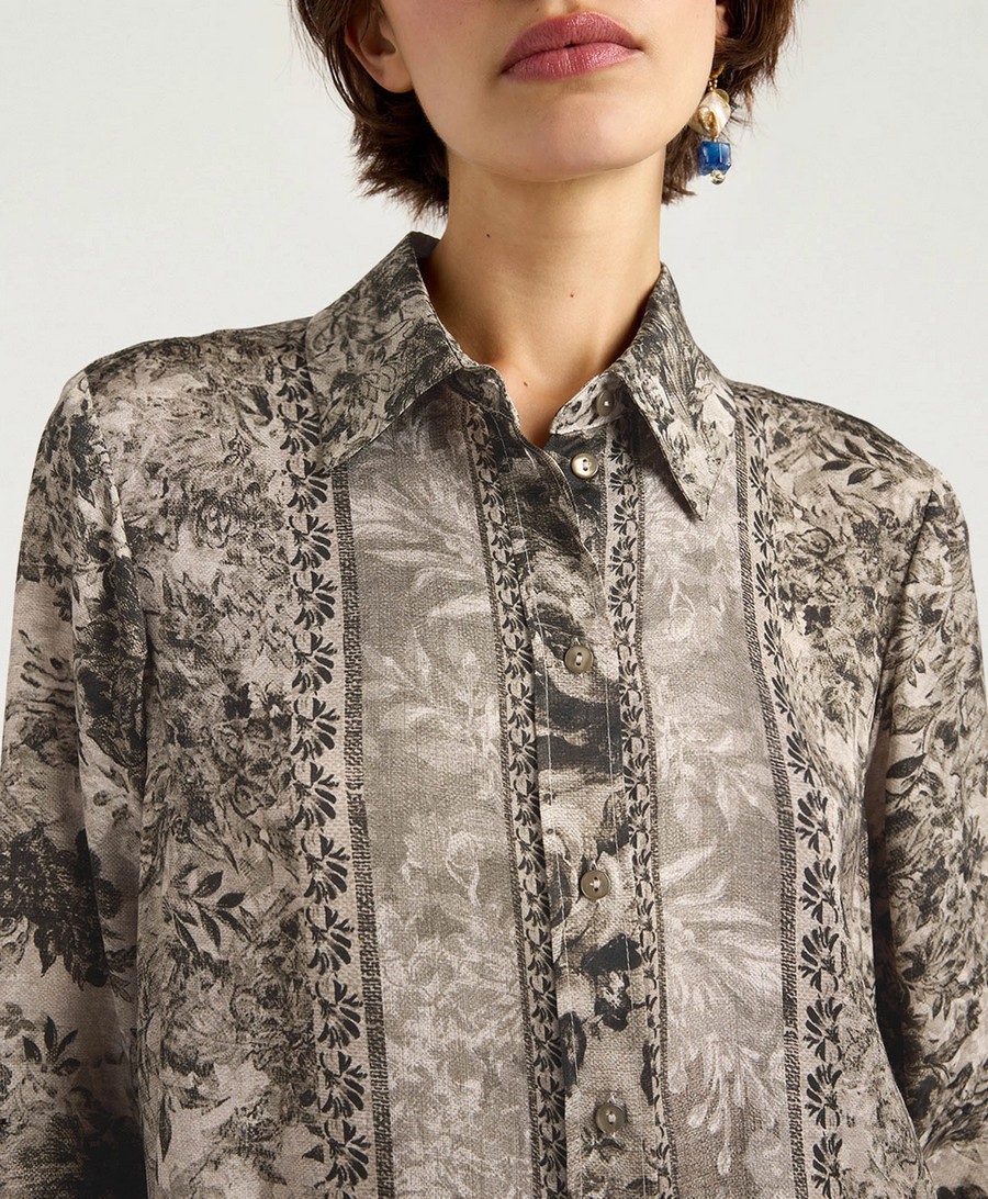 Momoni Γυναικείο Πουκάμισο Regular Fit Βισκόζη Με Print, Ζακάρ Υφή Και Κουμπιά Από Φίλντισι φωτογραφία