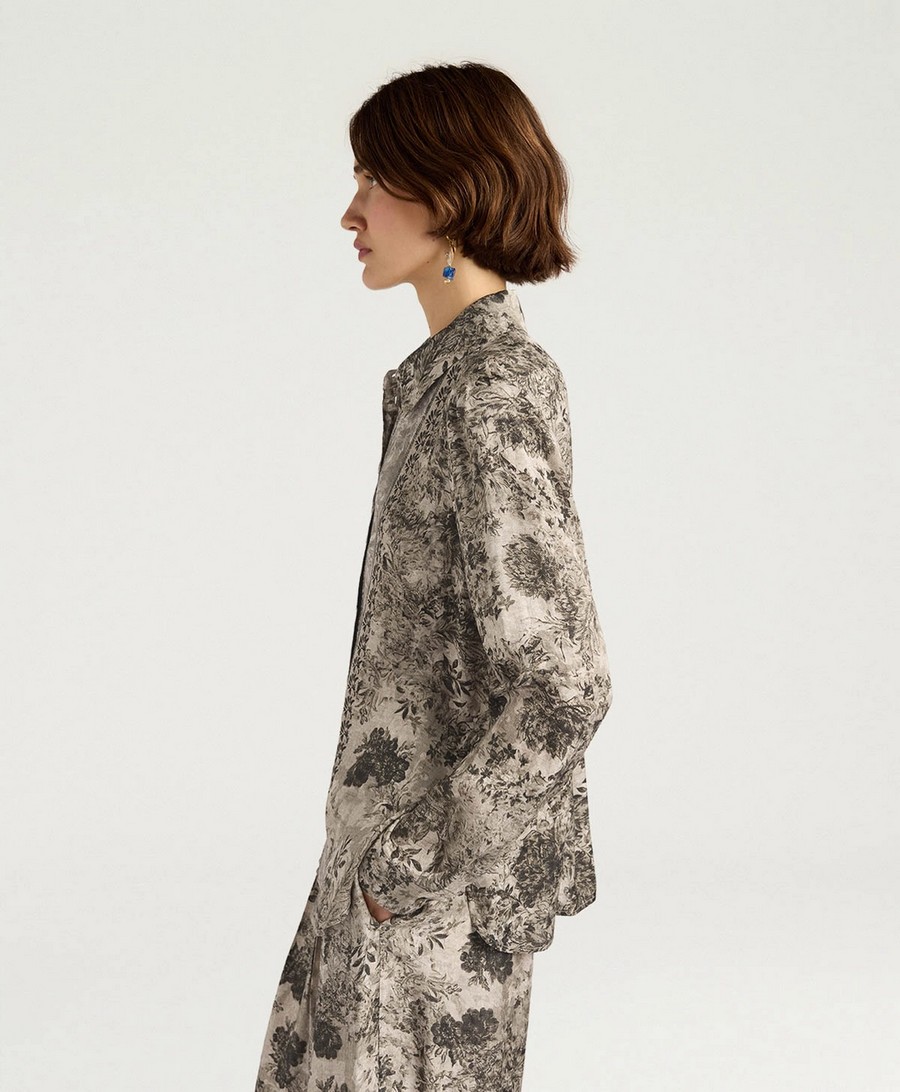 Momoni Γυναικείο Πουκάμισο Regular Fit Βισκόζη Με Print, Ζακάρ Υφή Και Κουμπιά Από Φίλντισι φωτογραφία