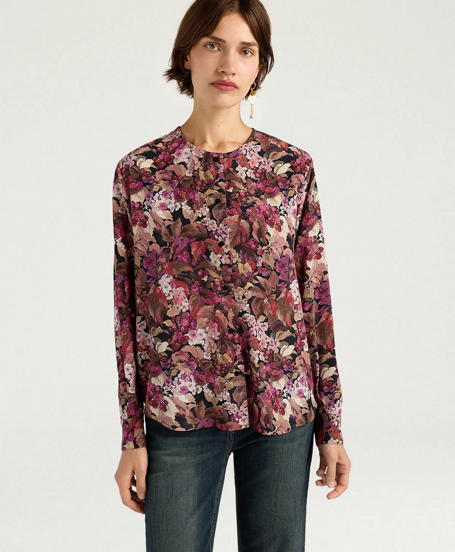 Momoni Momoni Γυναικείο Πουκάμισο Regular Fit Μεταξωτό Με Print Και Κουμπιά Από Φίλντισι