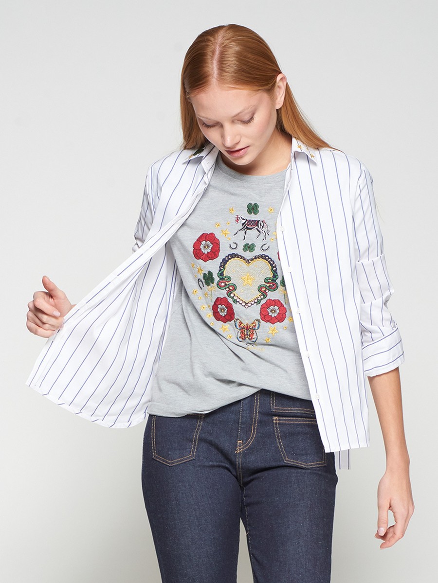 Vilagallo Vilagallo Γυναικείο Πουκάμισο Straight Fit Με Κέντημα