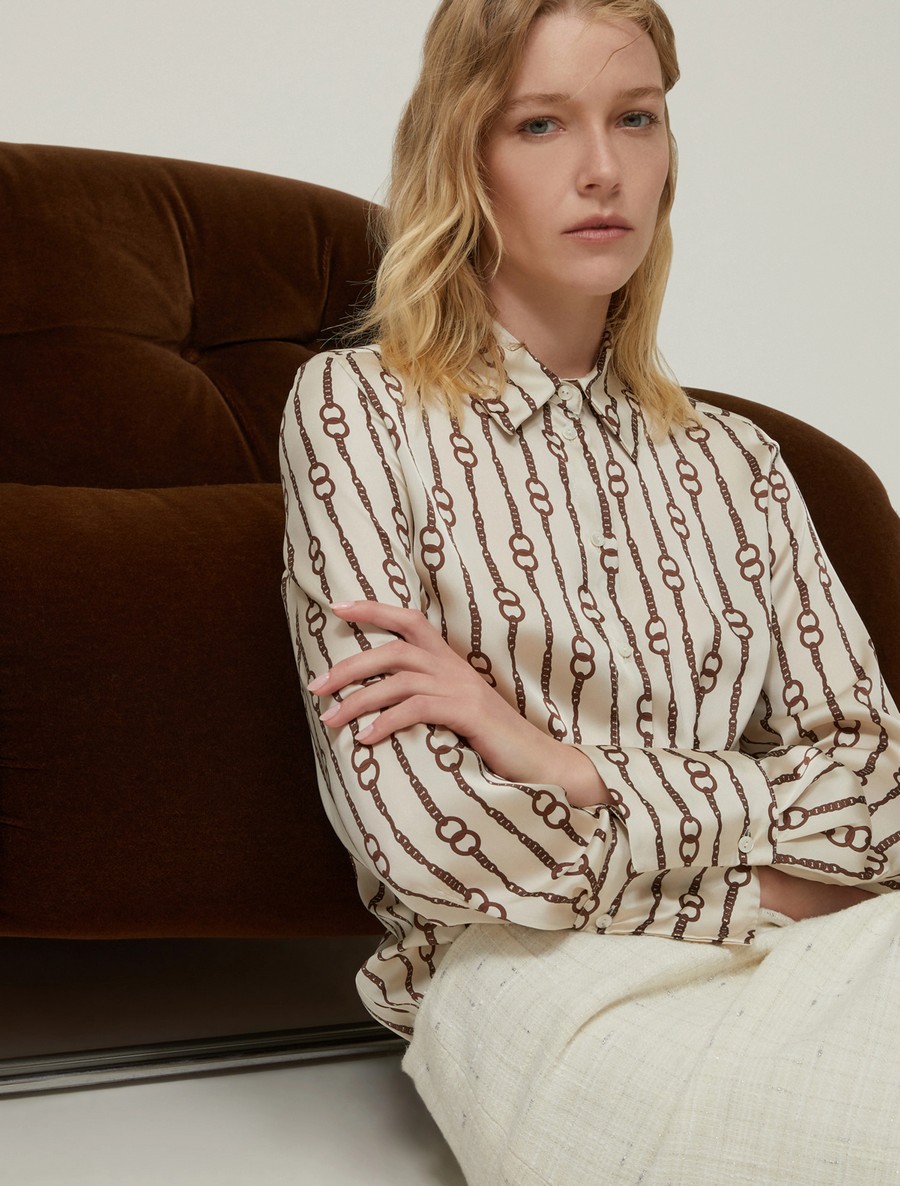 Penny Black Γυναικείο Πουκάμισο Σατέν με All Over Print Regular Fit σε Ιβουάρ φωτογραφία