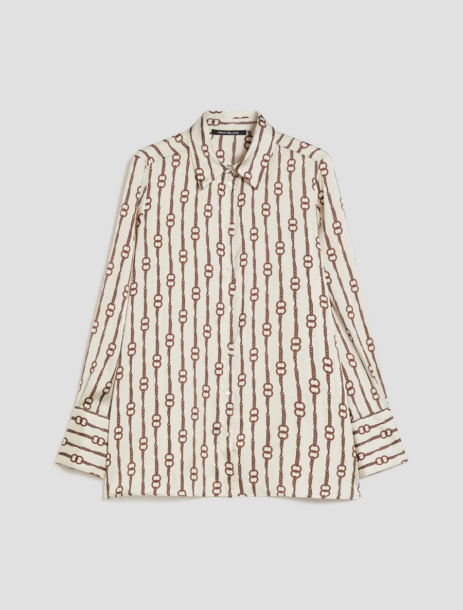 Penny Black Γυναικείο Πουκάμισο Σατέν με All Over Print Regular Fit σε Ιβουάρ φωτογραφία