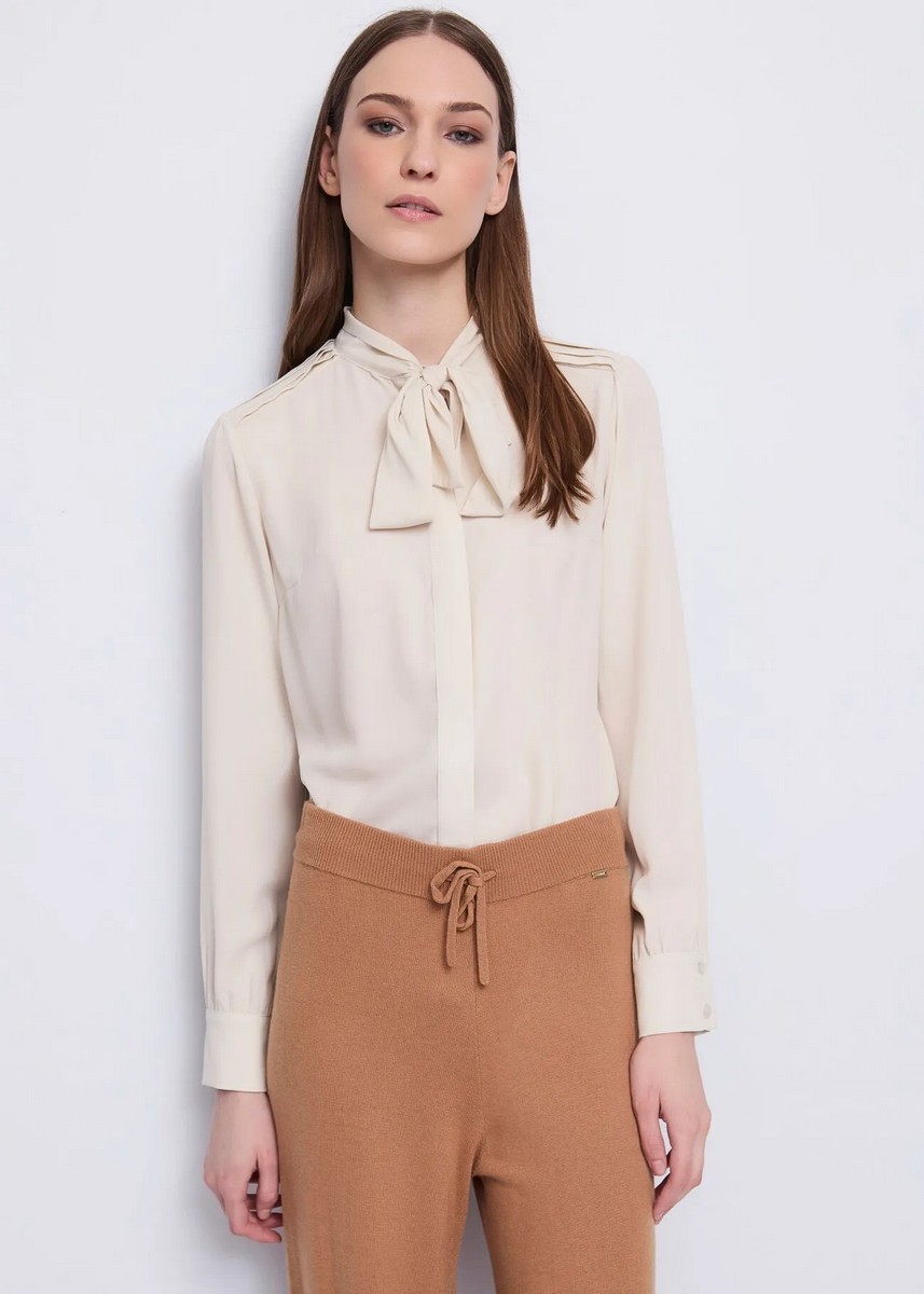 Gaudi Γυναικείο Πουκάμισο Georgette Με Γιακά-Φουλάρι