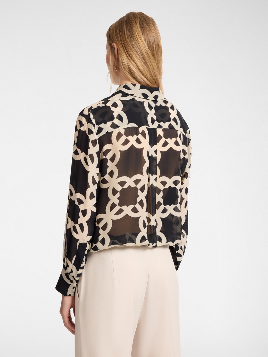 Elena Miro Γυναικείο Πουκάμισο με All Over Print Straight Fit σε Μαύρο φωτογραφία