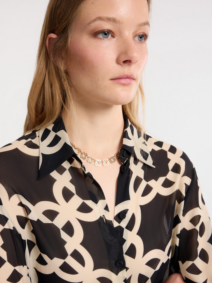 Elena Miro Γυναικείο Πουκάμισο με All Over Print Straight Fit σε Μαύρο φωτογραφία