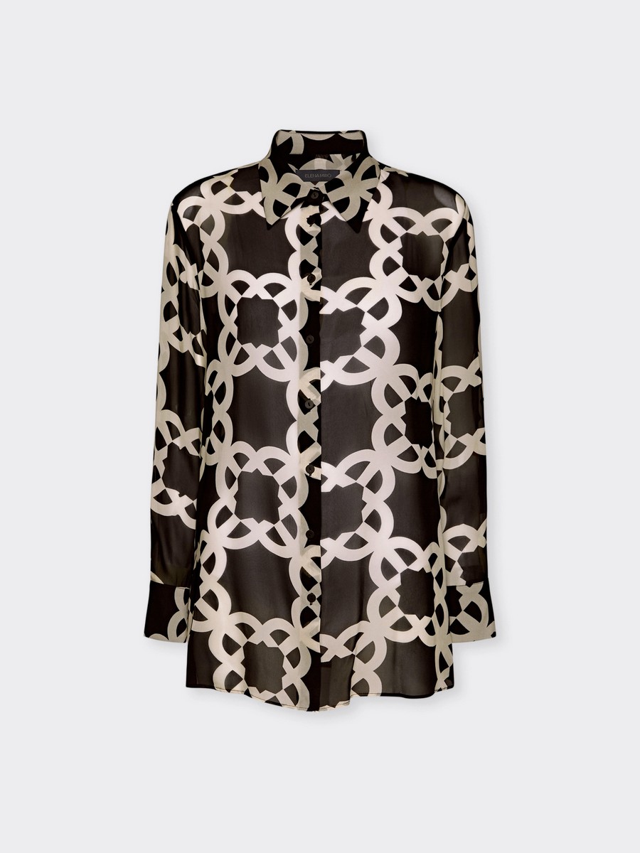 Elena Miro Γυναικείο Πουκάμισο με All Over Print Straight Fit σε Μαύρο φωτογραφία