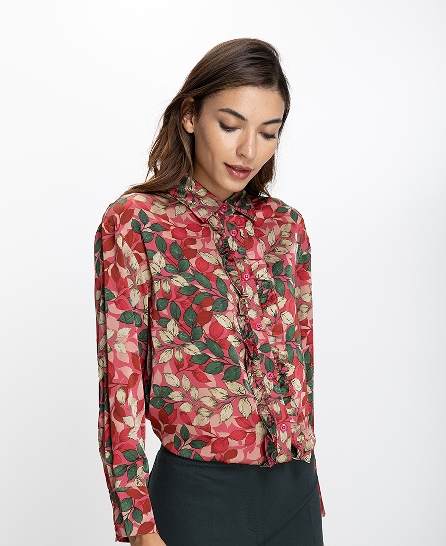 Anonyme Anonyme Γυναικείο Πουκάμισο Regular Fit Με Βολάν Και Φιόγκο