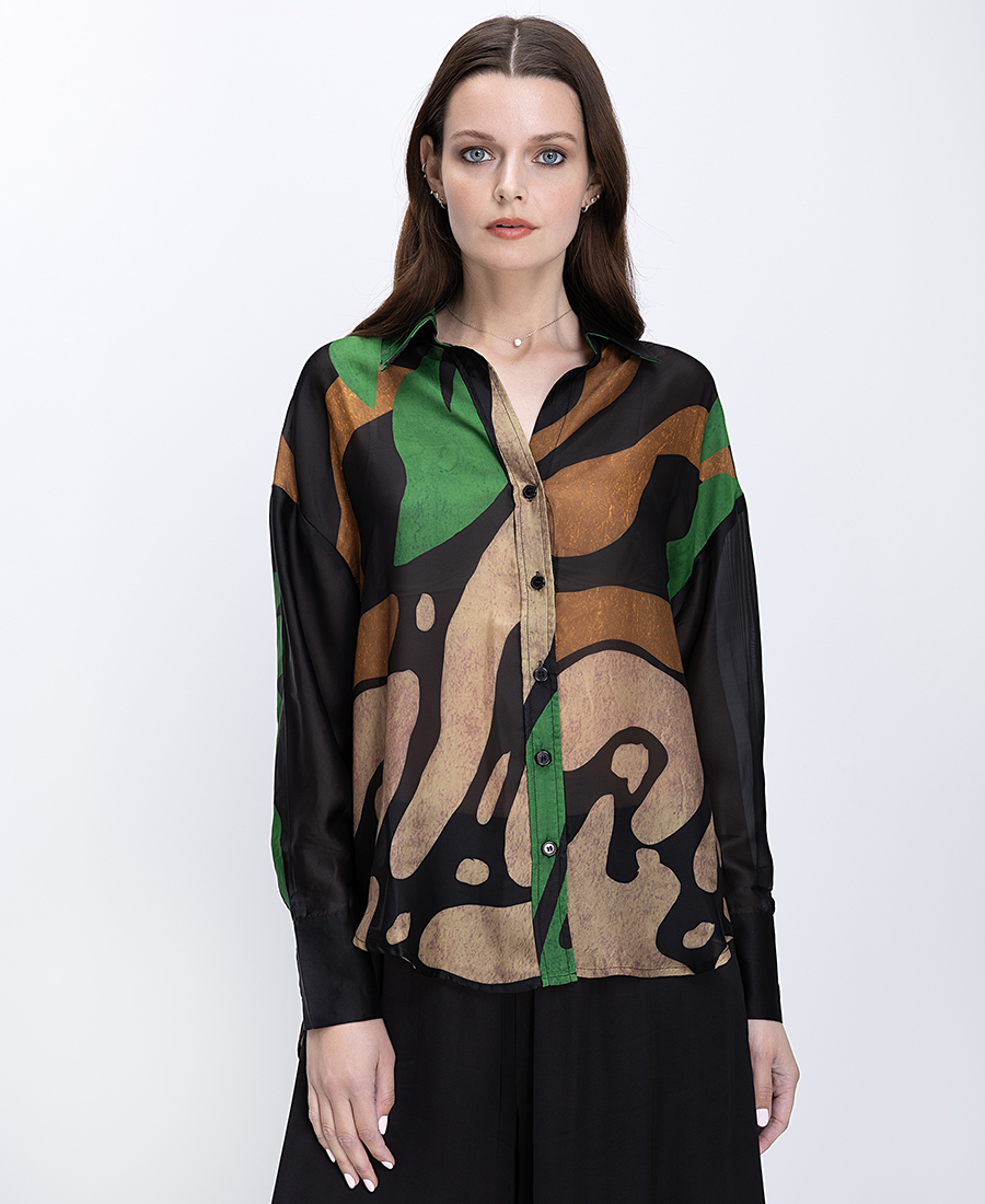 Anonyme Anonyme Γυναικείο Πουκάμισο Με Abstract Σχέδιο Και Κλασικό Γιακά
